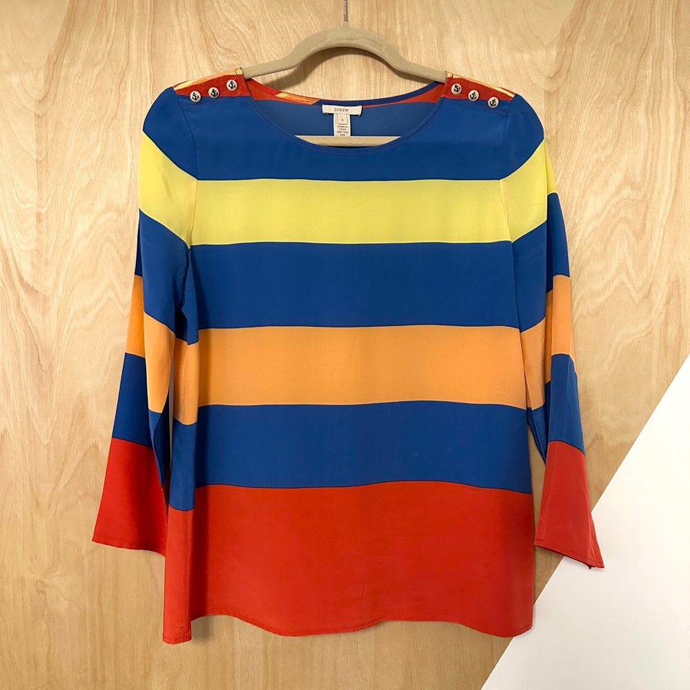 J Crew striped silk blouse, size 6